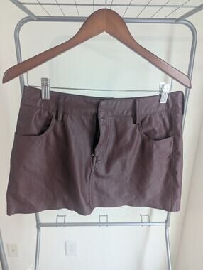 Mustard Seed Burgundy Faux Leather Mini Skirt Size M Y2K Vegan Leather
